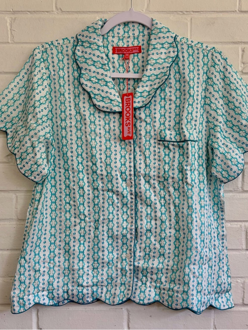 Brooks Avenue Scalloped Pajama Shorts Set in Cameron Blue, SZ M NWT - Picture 4 of 12